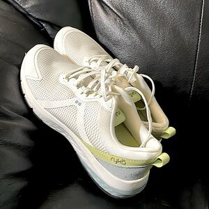 Ryka Energize women’s walking shoes white and neon yellow size 9M
